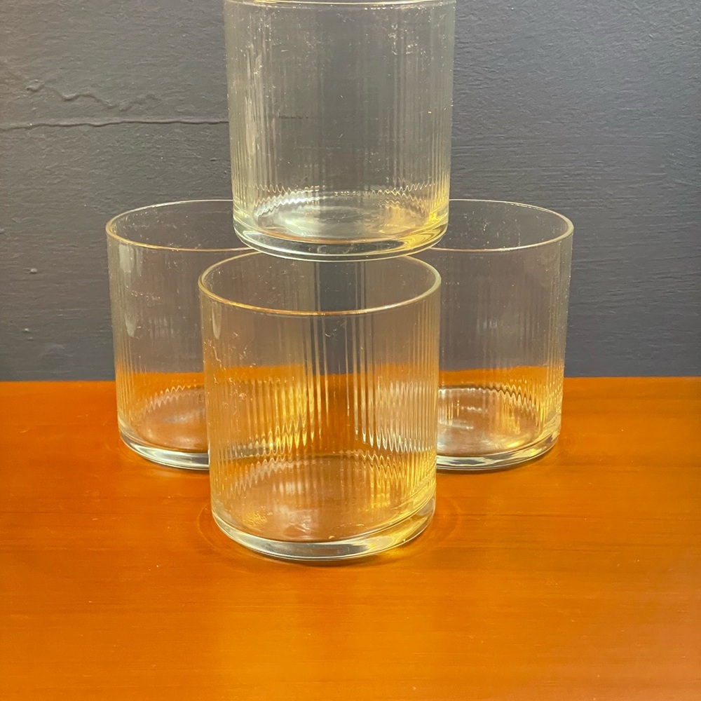 A Classic Vintage Bormioli Set Of 4 Optique Old Fashion 14oz Drinking Glasses Ma